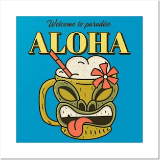 Tiki Bar Tiki Room Aloha Hawaii Hawaiian cocktail Posters and Art